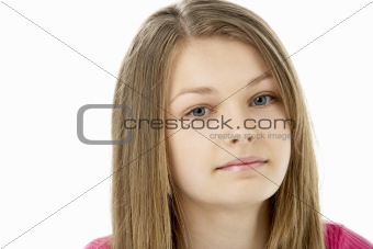 Studio Portrait of Worried Teenage Girl