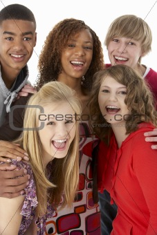 Studio Portrait Of Five Teenage Friends