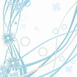 Blue floral background flower vector. Nature with curl and border. Christmas illustration.
