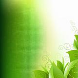 Green Background With Leafs And Grass