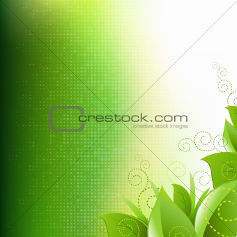 Green Background With Leafs And Grass