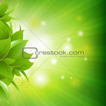 Green Poster With Leaves With Grass