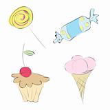sweets. stylized drawings
