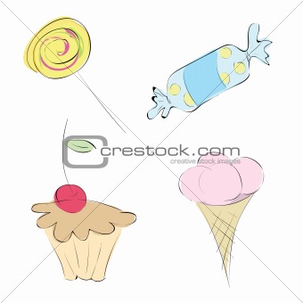 sweets. stylized drawings