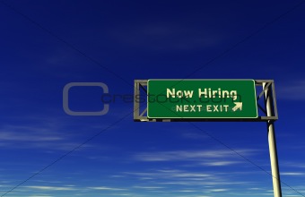Now Hiring - Freeway Exit Sign