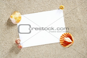 blank paper copy space summer beach sand vacation