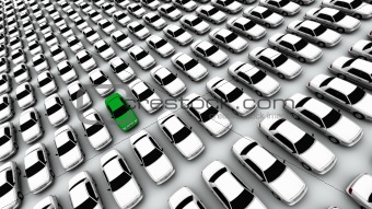 Hundreds of Cars, One Green!