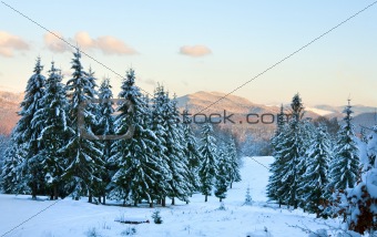 winter sunset mountain landscape 