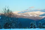 winter sunset mountain landscape 