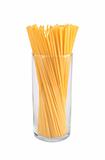 Bunch of spaghetti in glass isolated on the white background