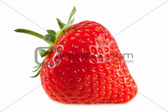 A red strawberry, isolated on a white background.