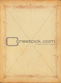 Vintage stained paper with floral border