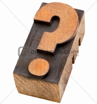 question mark in letterpress type