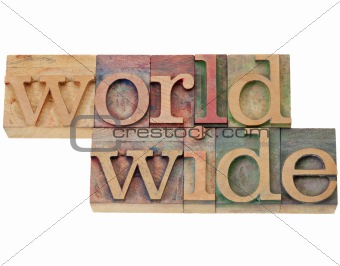 worldwide word in letterpress type