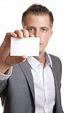 Businessman showing an empty business card