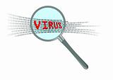 This is inspect virus in magnifier. It is theme of security.