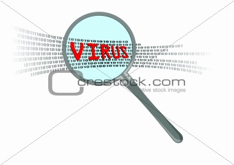 This is inspect virus in magnifier. It is theme of security.