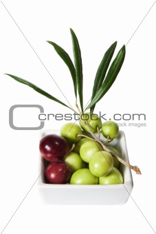 Raw olives on the plate