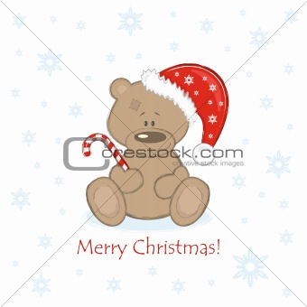 Christmas Teddy Bear in the red bell with sweet