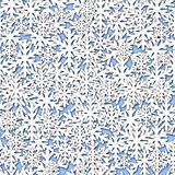 White Snowflakes Seamless Tile on Blue Background 