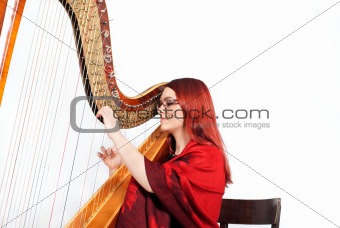 Girl playing on a Harp