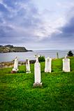 Tombstones near Atlantic coast in Newfoundland