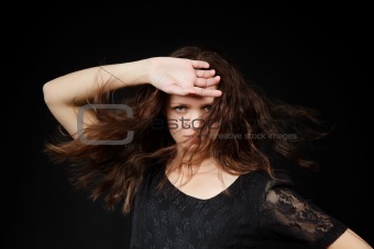 girl with flowing long hair