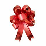 Red ribbon for gift on white background