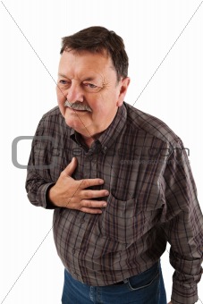 Man in his sixties having chest pain