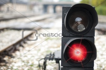 Traffic light shows red signal 