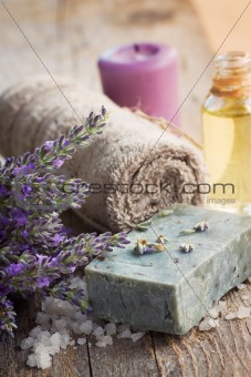 Spa with lavender and towel