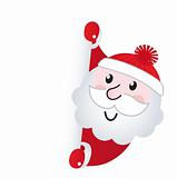 Santa Claus holding blank banner sign, isolated on whiteSanta C