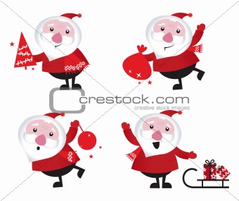 Cute cartoon Santa Claus set isolated on white
Cute cartoon Sant