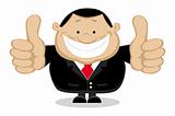Smiling businessman showing thumbs up
