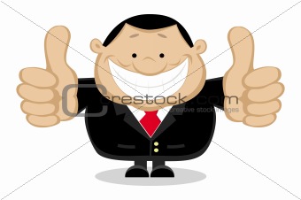 Smiling businessman showing thumbs up
