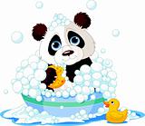 Panda having a bath