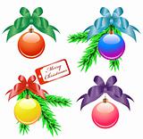 Christmas balls with color bows