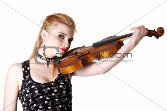 Teen punk girl with her fiddle.