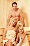Family in the sauna