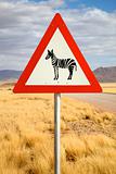 Danger Zebras Road Sign