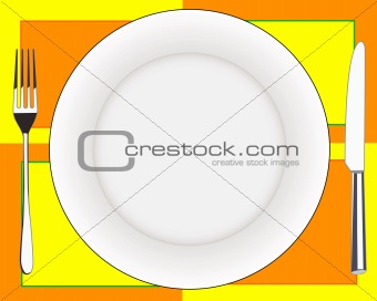 fork knife and a plate