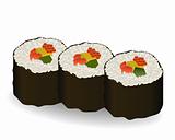 three rolls sushi