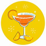 Retro Margarita drink or cocktail with citrus fruit isolated on 