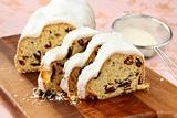 Traditional homemade stollen with dried fruits