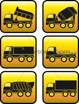 set of buttons with cars silhouette