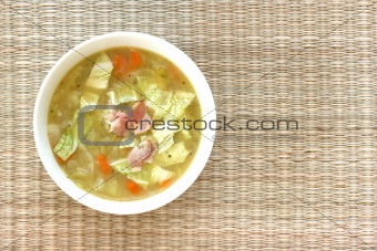 Vegetable cabbage soup in bowl