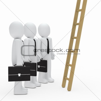 businessman watch up a ladder