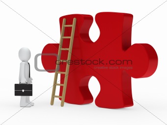 businessman stand for a big puzzle