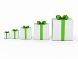 gift box white green ribbon