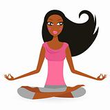 Afro - american woman in yoga lotus pose isolated on white

